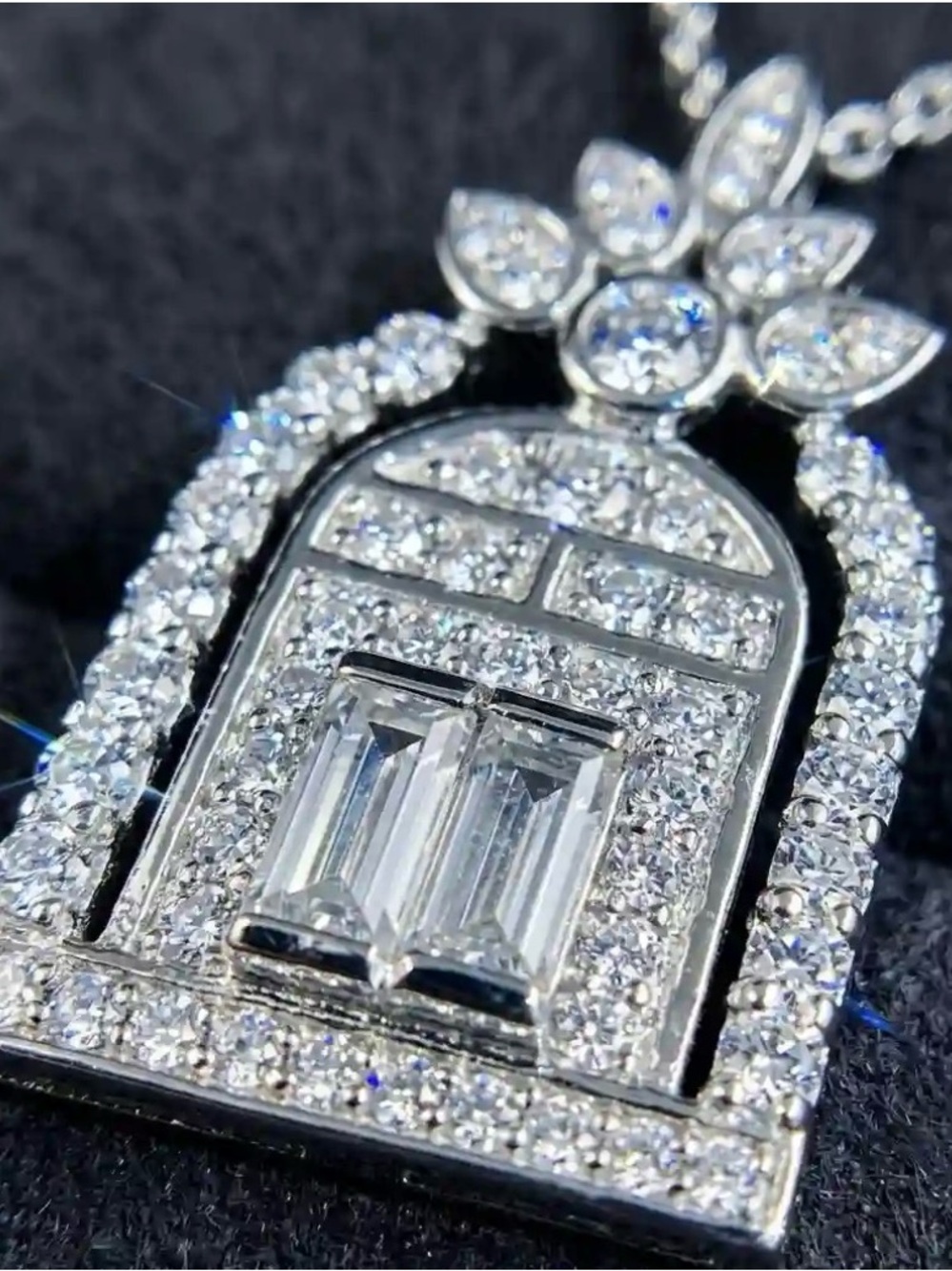 Door to Happiness Platinum CZ Pendant Necklace. New. - Picture 4 of 10